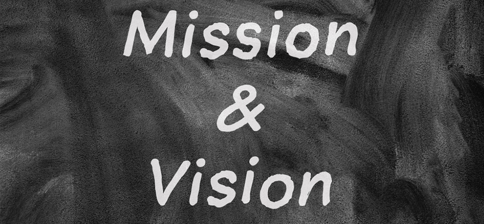 mission & values written on chalkboard