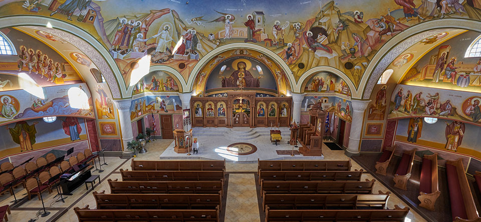 Church Sanctuary with Ceiling Murals