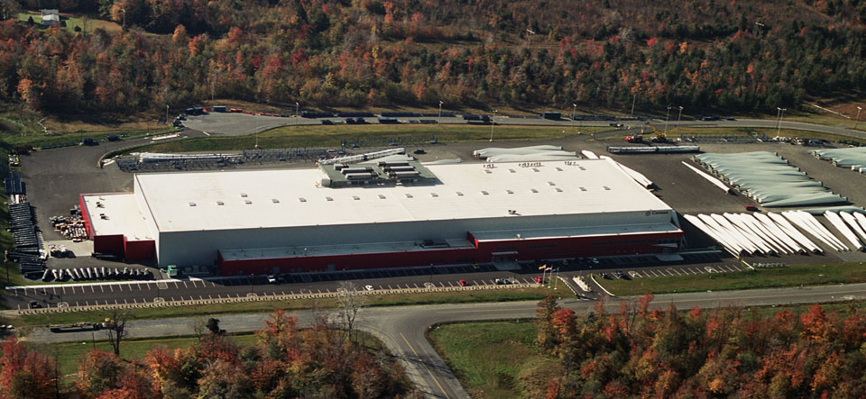 aerial photograph of wind turbine manufacturing plant