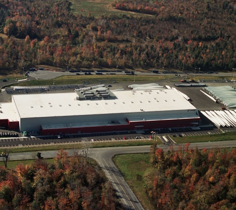 aerial photograph of wind turbine manufacturing plant