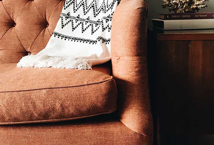 couch white blanket