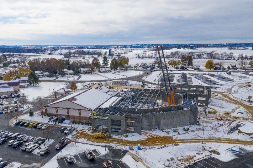 construction site in snow