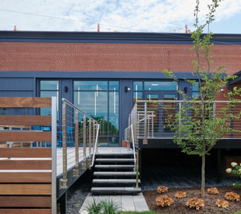 exterior of office building deck and outdoor area