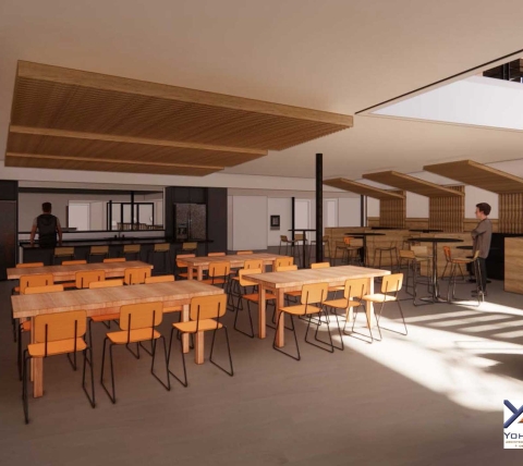 rendering of office cafeteria