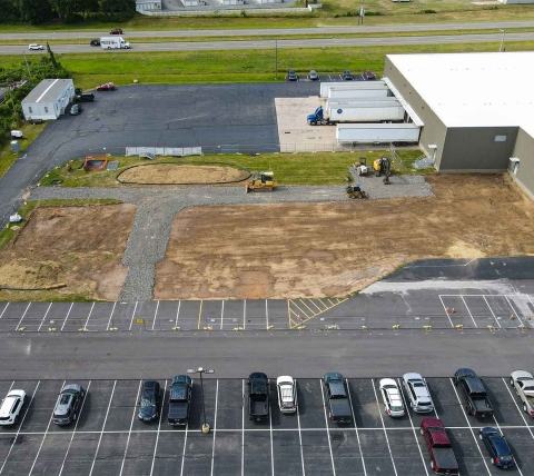 industrial construction addition aerial