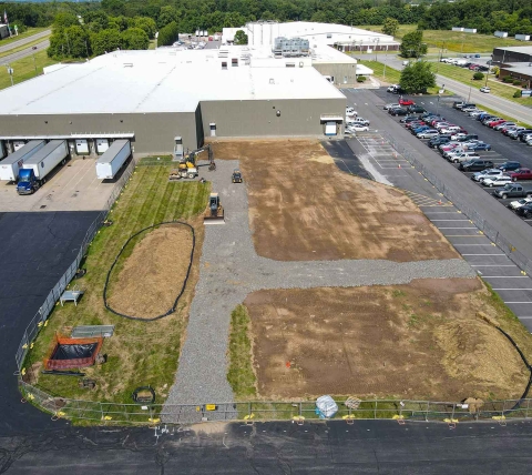 industrial construction addition aerial