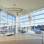 renovated car dealership lobby